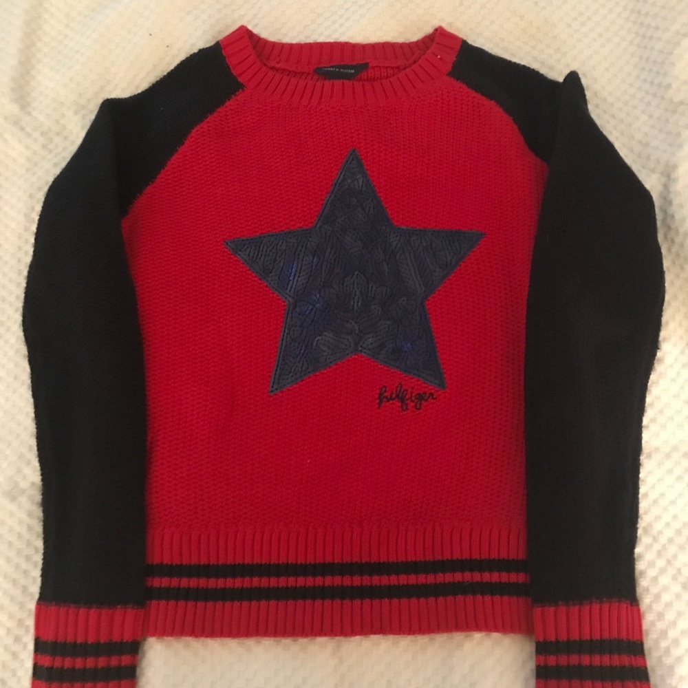 Tommy Girls Big Girls Sequin Star Sweater